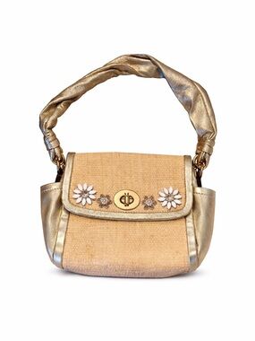 42475 Coach Straw 2008 Summer Collection with Floral Appliqué